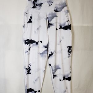 Tie-Dye High-Waisted Grey White Athletic Pants Women's Size M